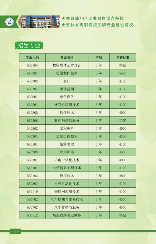 延边职业技术学院2020年招生简章